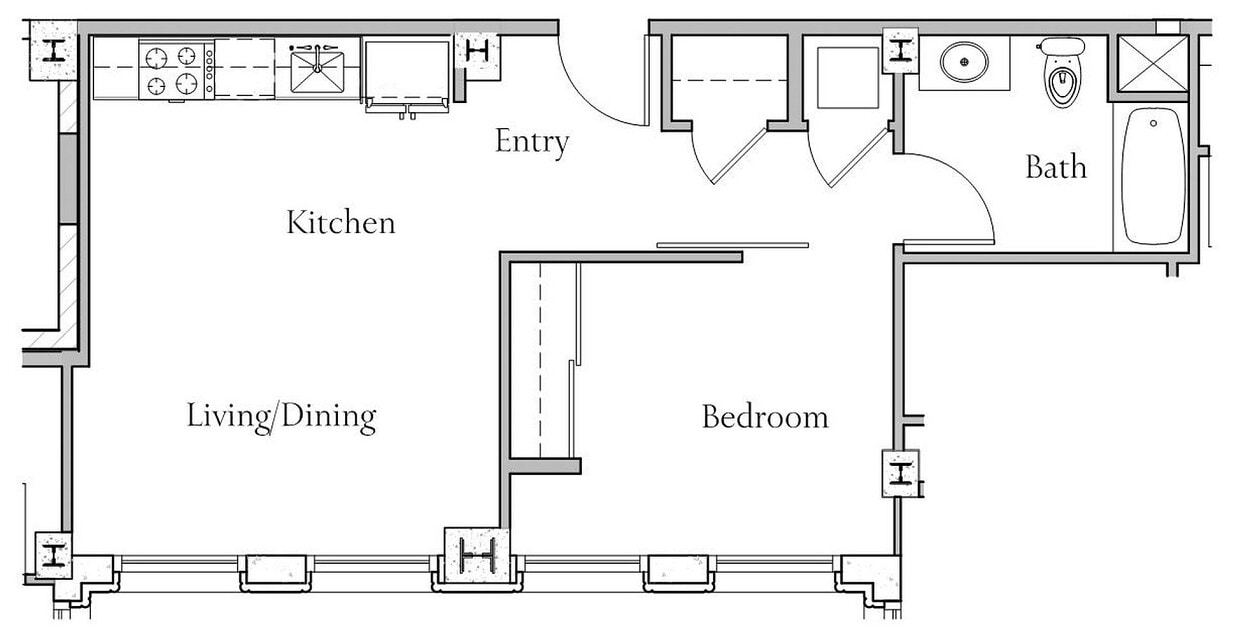 1 BR x 1 BA - A Floorplan - 1 BR x 1 BA - A