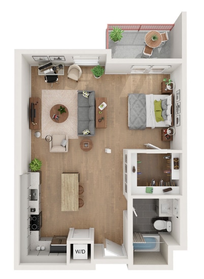 Floor Plan - Studio - 735 sqft