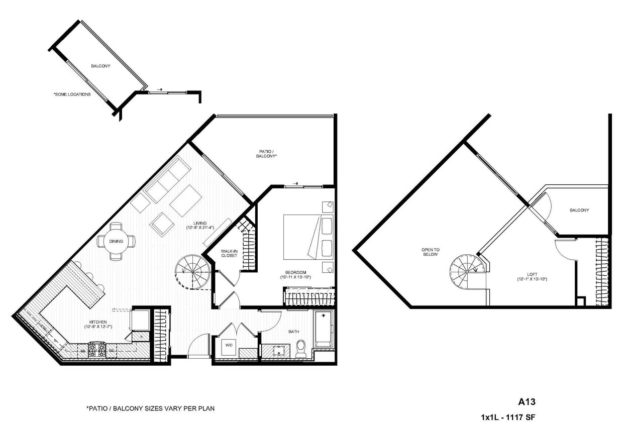 Floor Plan - A13 1x1 Loft