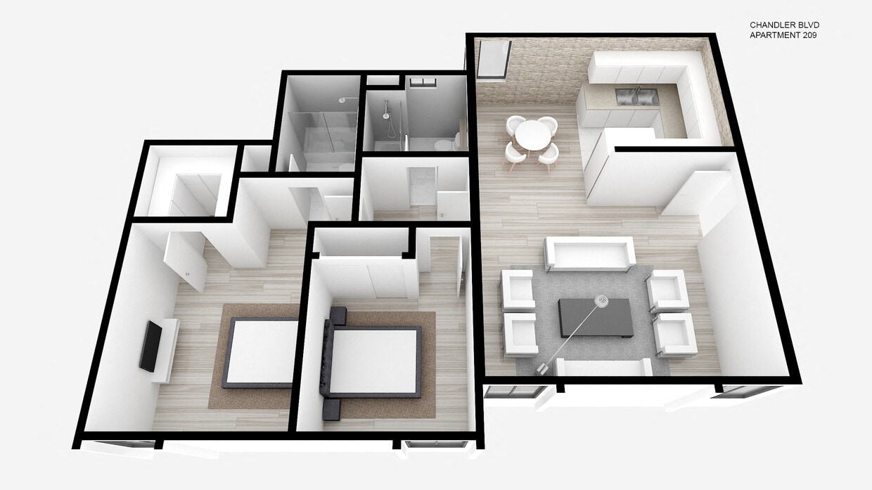 Floor Plan - Two Bed ~ Two Bath