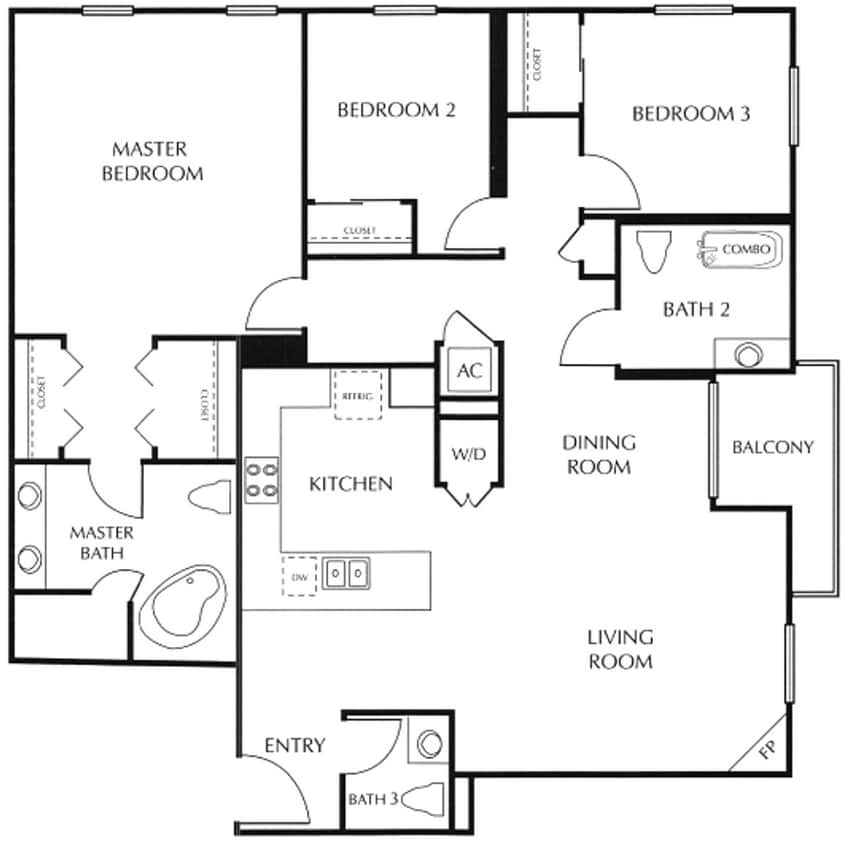 Floor Plan - 3x2.5PH-1605