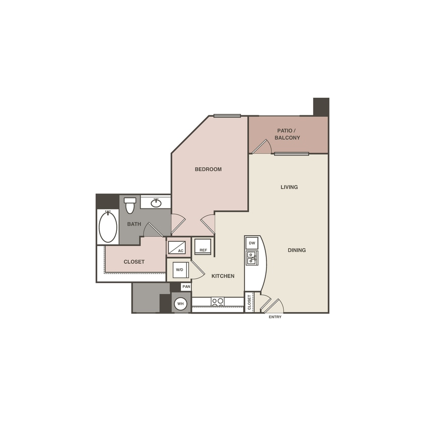Floor Plan - 1 Bedrm 1 Bath 743  Renovated