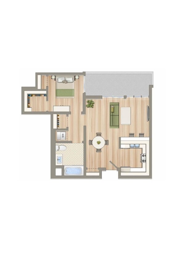 1 pent- F, 646 sq, 1x1 - 1 Bed/1 Bath Penthouse
