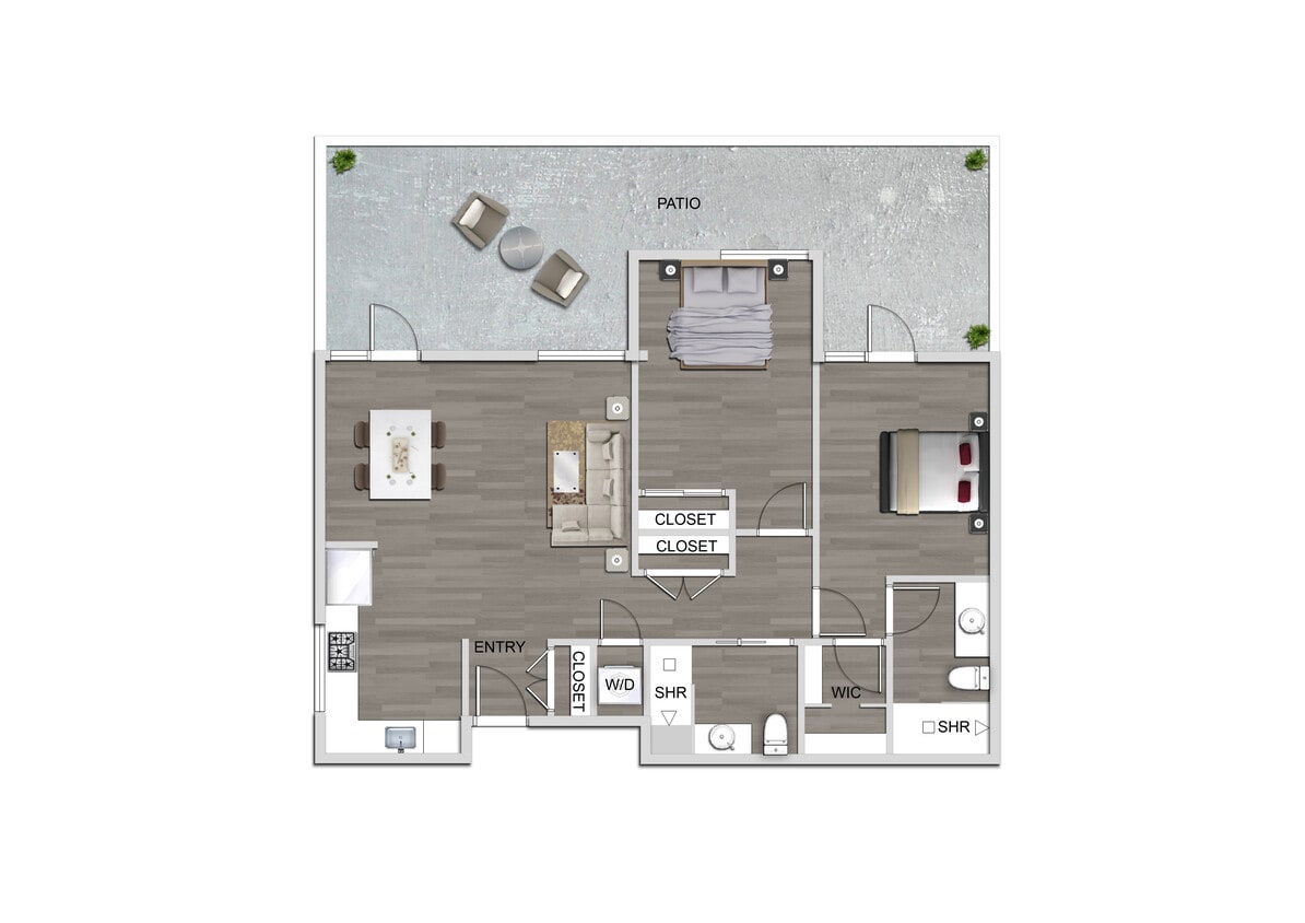 208 - Top Floor 2+2 Apartment+Patio