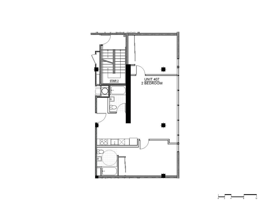 Two-Bedroom, Two-Bathroom 2D Floor Plan - 2x2G