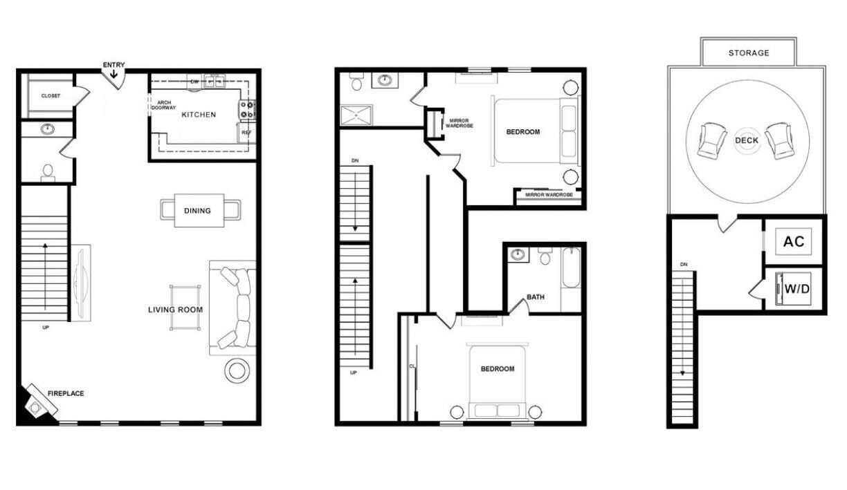 Floor Plan - 2 Bed, 2.5 Bath Townhome