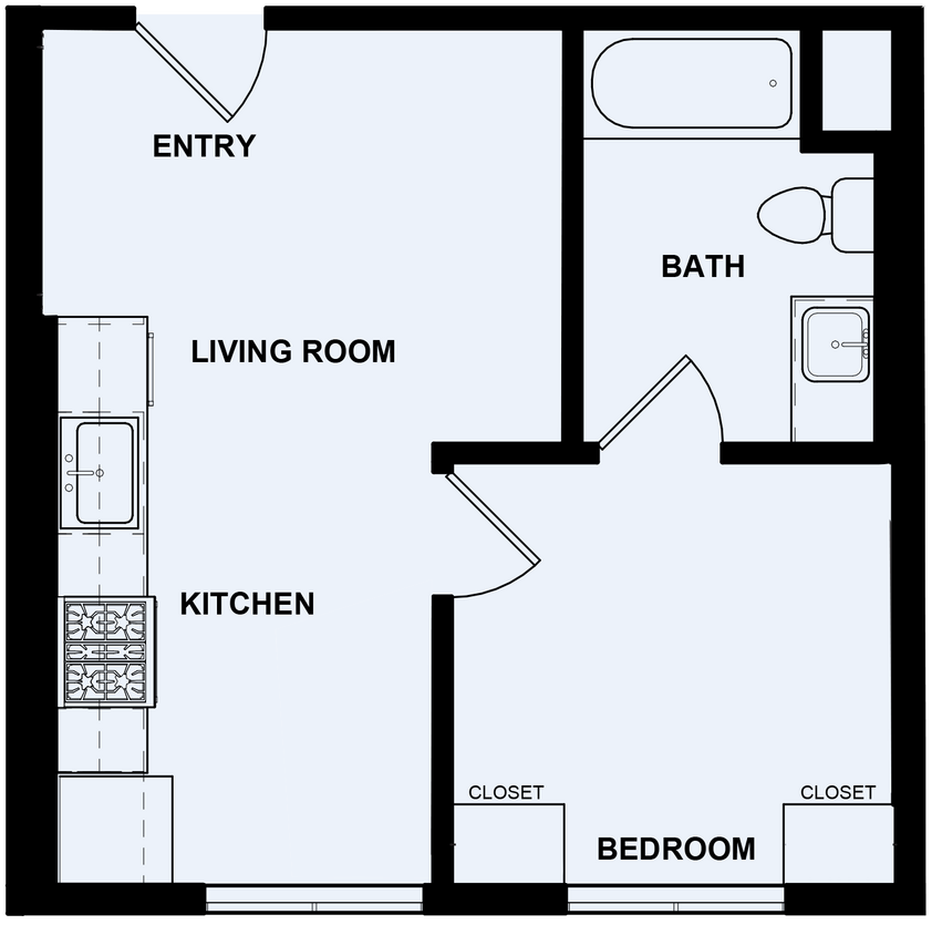 Floor Plan - 1 BR, 1 BA