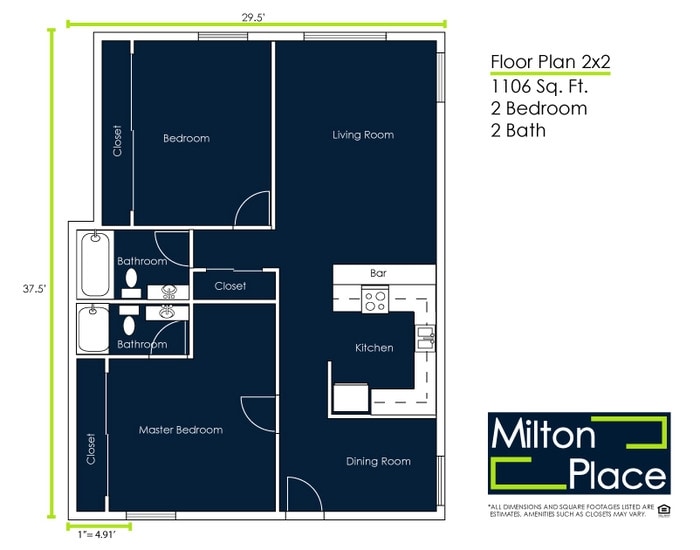 2x2 - 2 Bed 2 Bath