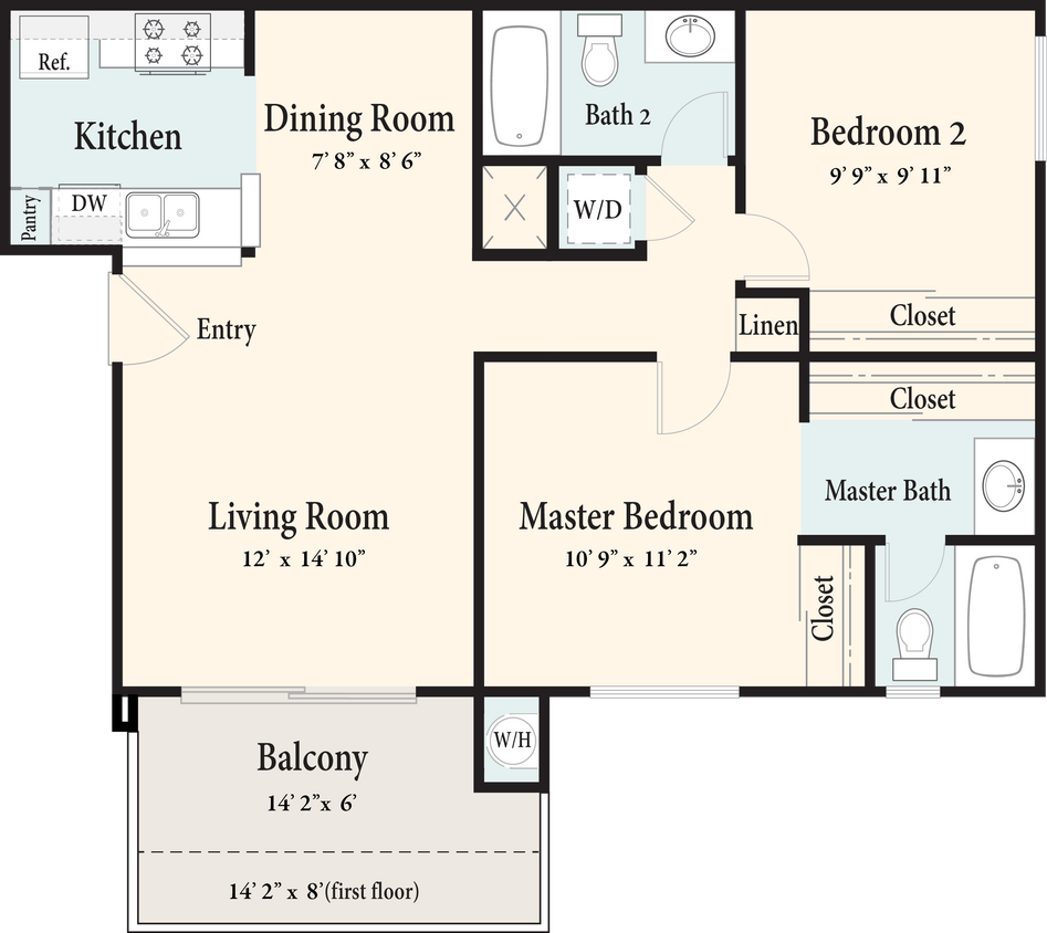 Floor Plan - 2/2U
