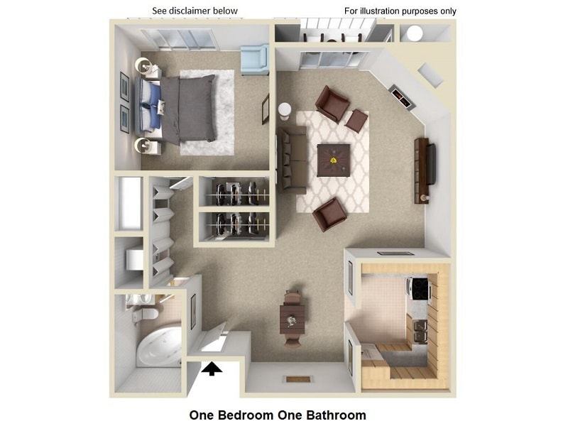 Floor Plan - One Bedroom One Bathroom 