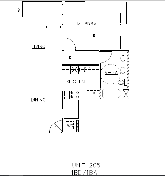 Floor Plan - 1 Bedroom, 1 Bath