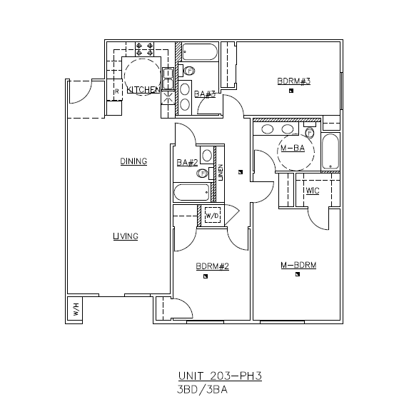 Floor Plan - 3 Bedroom, 3 Bath