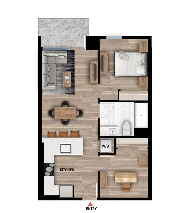 Floor Plan - A2-1 - 1 Bed 1 Bath