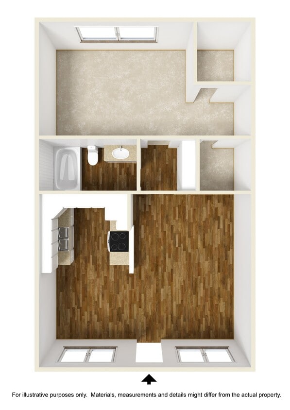 Floor Plan - 1 Bedrooms, 1 Bathroom Plan B