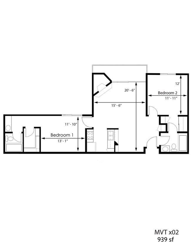 Floor Plan - 2BR 2BA - FLOOR PLAN A - 1441 MIDVALE