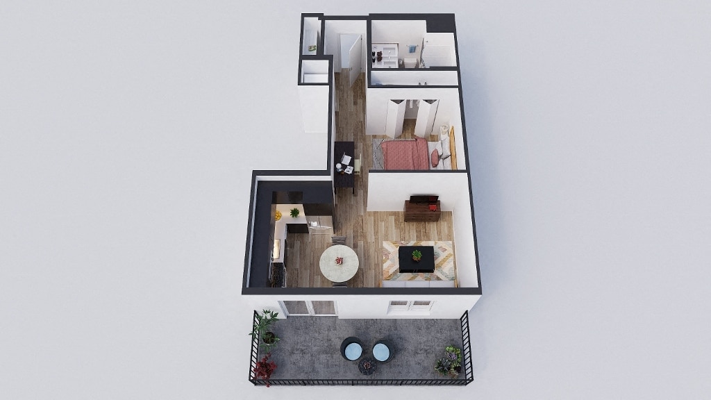 Floor Plan - Urban 1 Bedroom U2