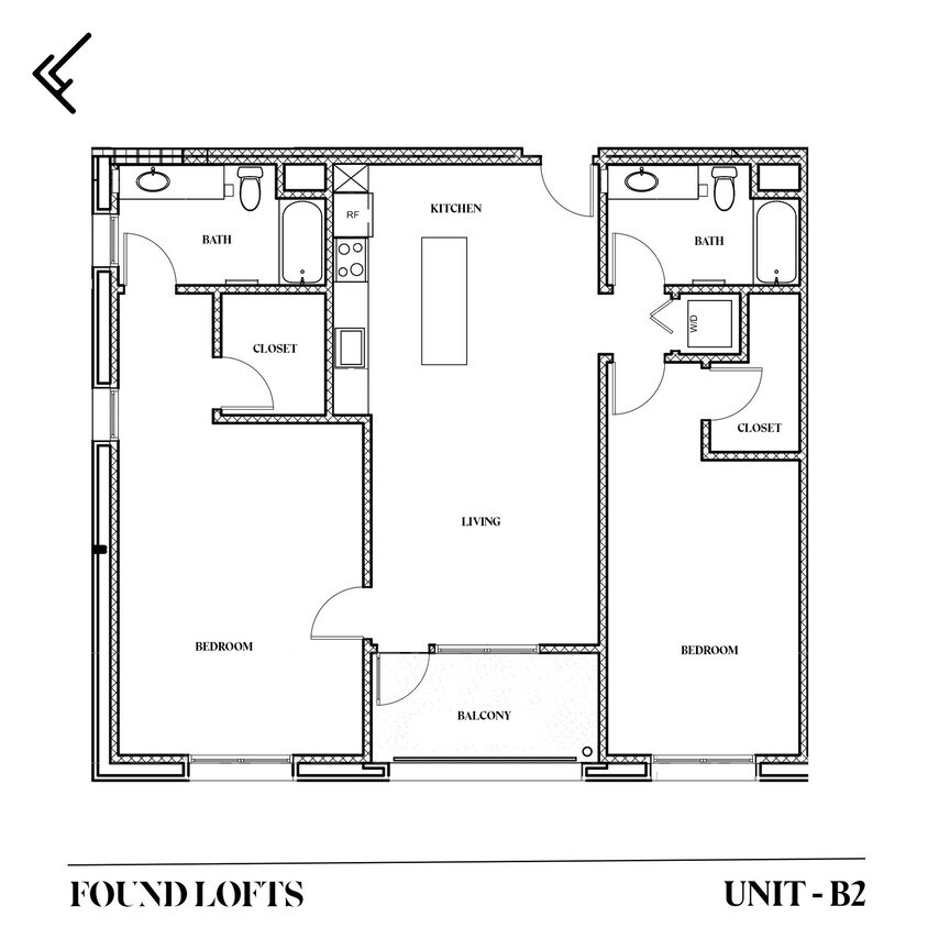Floor Plan - 2 Bed 2 Bath (B2)
