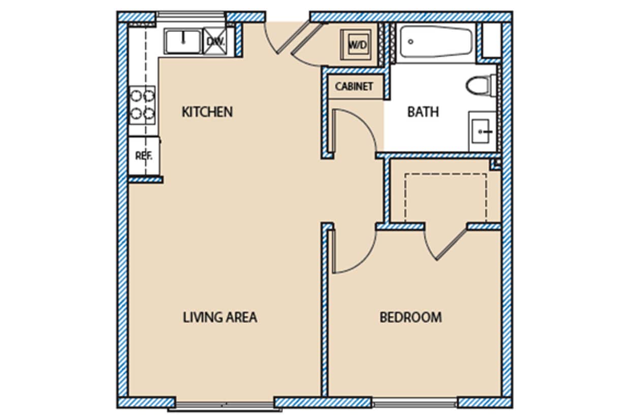 Floor Plan - 1 Bedroom Back