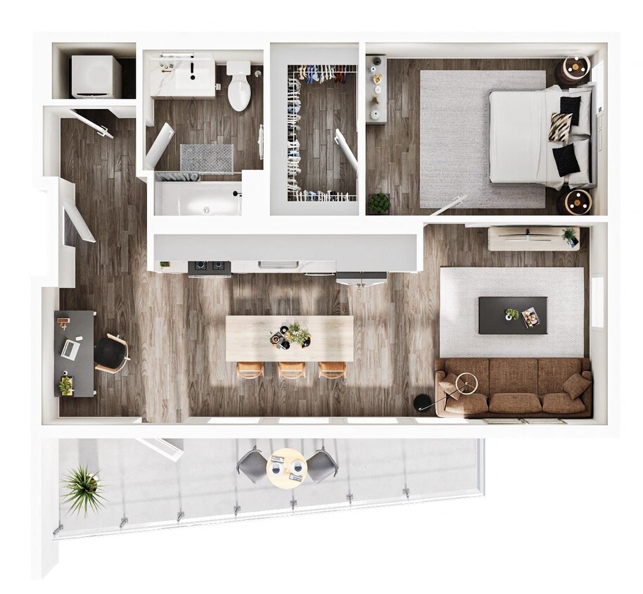 Floor Plan - 1 Bedroom | 1 Bath | Plan A15