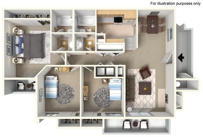 Floor Plan - Three Bedroom Two Bathroom