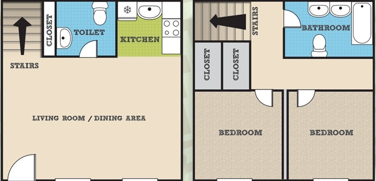 2BR/1.5BA - 2 bedroom unit
