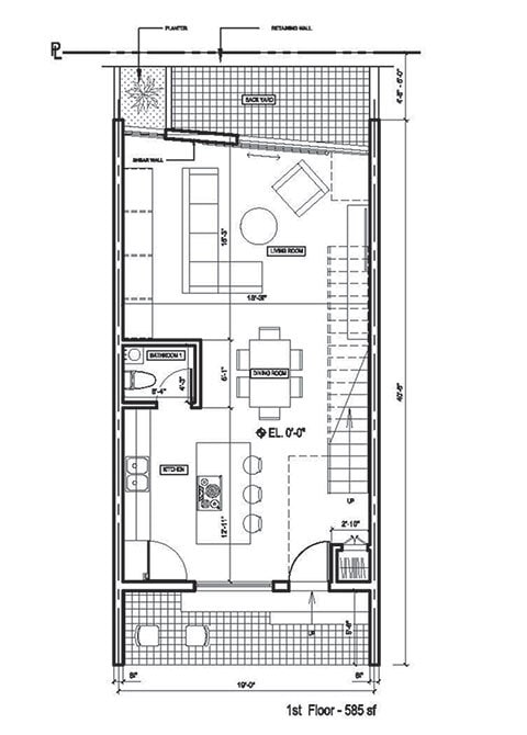 Floor Plan - 3 Bed + 2.5 Bath Townhouse