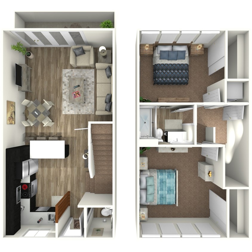 2 Bed, 1.5 Bath; Townhome - Plan B Townhome