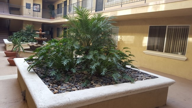 Green court yard with relaxing fountain - Studio Parc North
