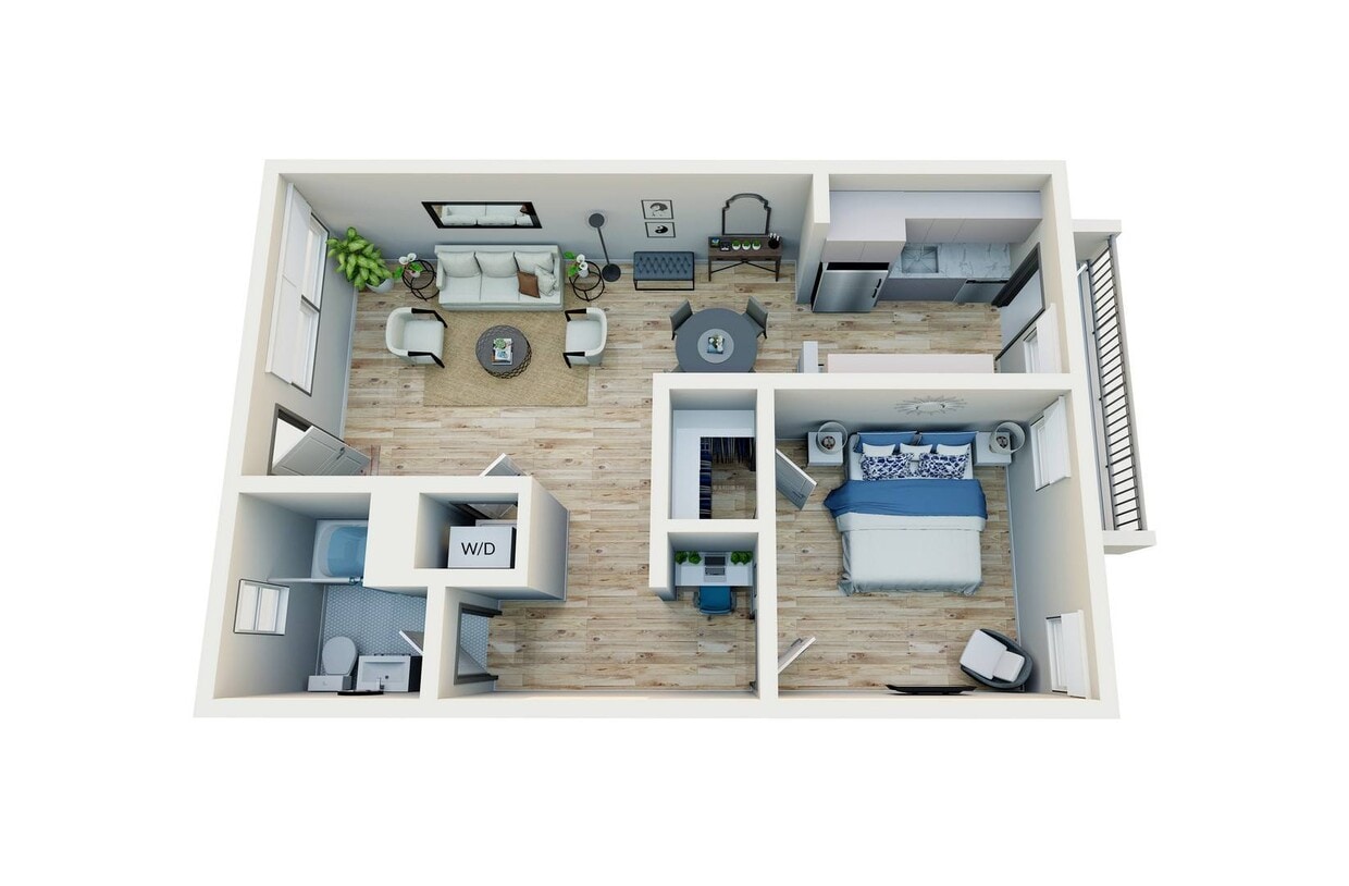 Floor Plan - 1 Bedroom, 1 Bath Large