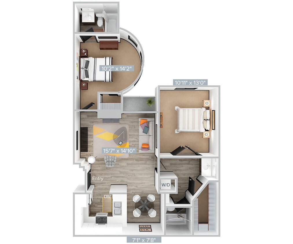 Floor Plan - D_2B2B_923SF_103-105-110-117-Premier