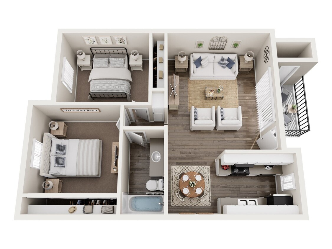 Floor Plan - Two Bedroom One Bathroom A