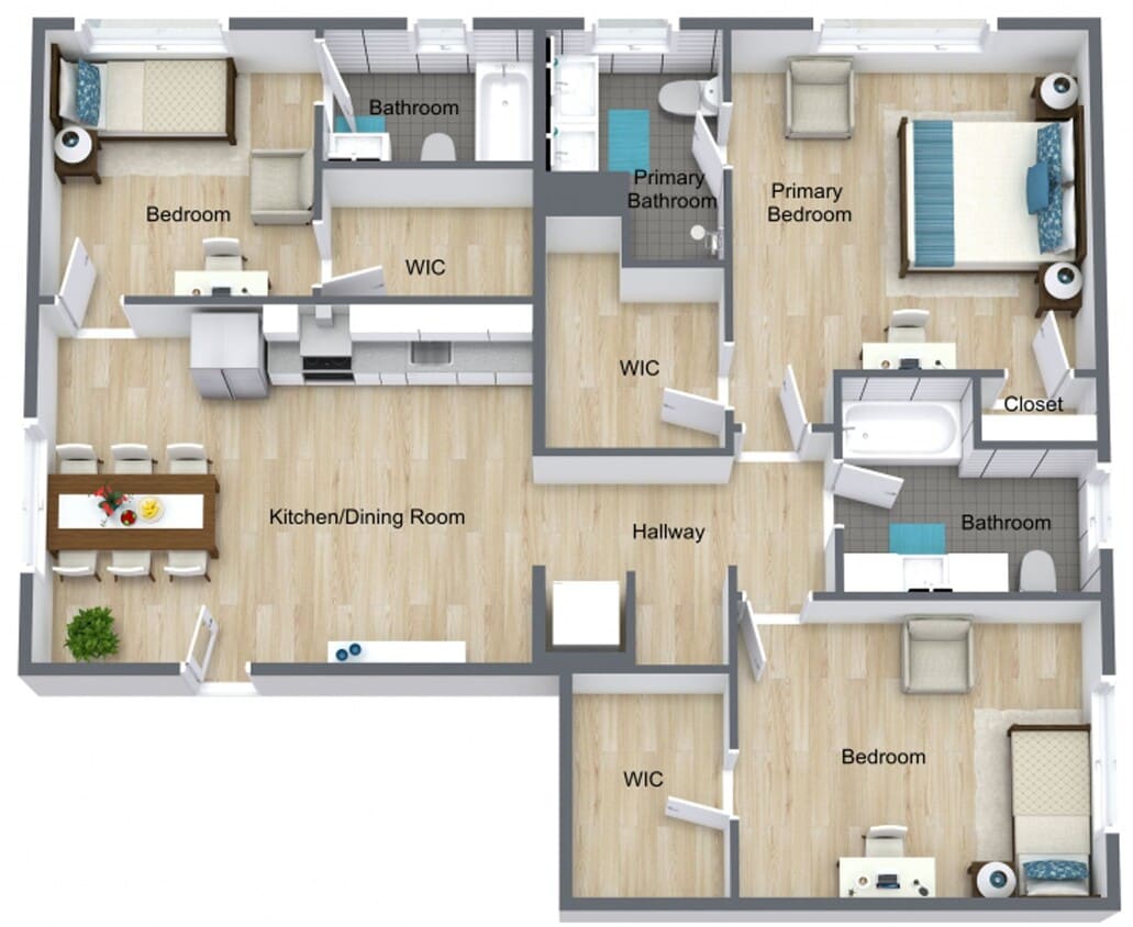 Floor Plan - 3 Bed / 3 Bath - D