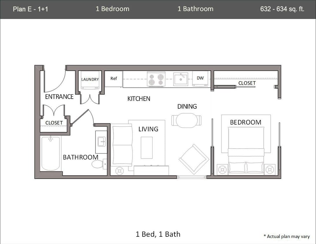 Floor Plan - 1 Bedroom E