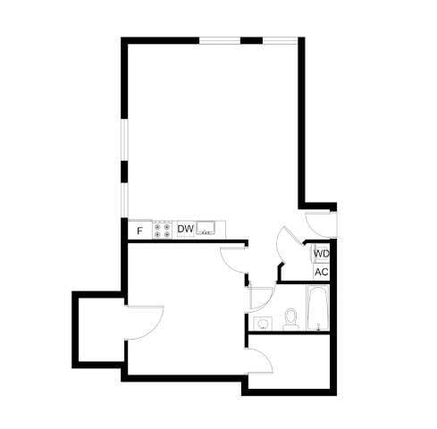 Floor Plan - 1 Bedroom 1 Bath