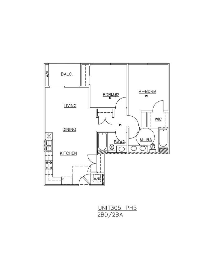 Floor Plan - Two-Bedroom Two-Bathroom - A