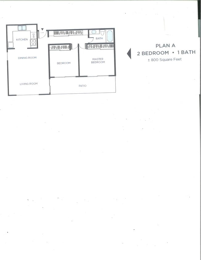 Floor Plan - 2 Bed 1 Bath D A