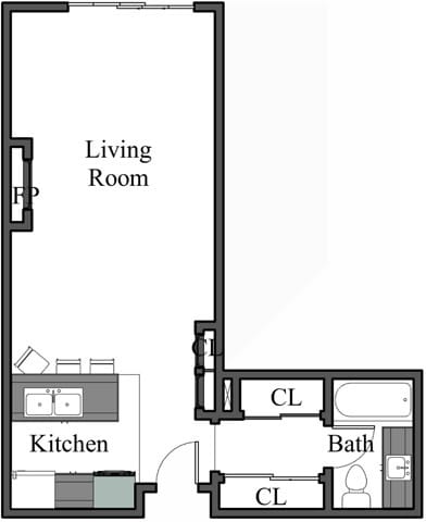 Floor Plan - SINGLE 1BA - FLOOR PLAN B - 972 HILGARD