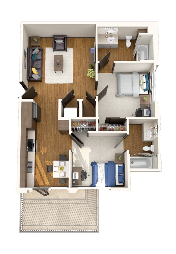 Highlander-3DFloorPlan-2x2-Standard - 2x2 Standard