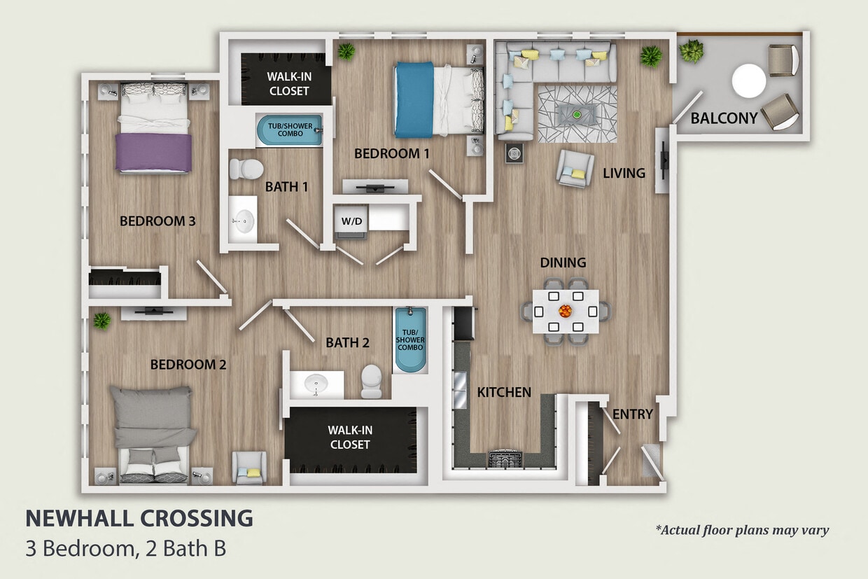 Floor Plan - 3 Bedroom, 2 Bath B