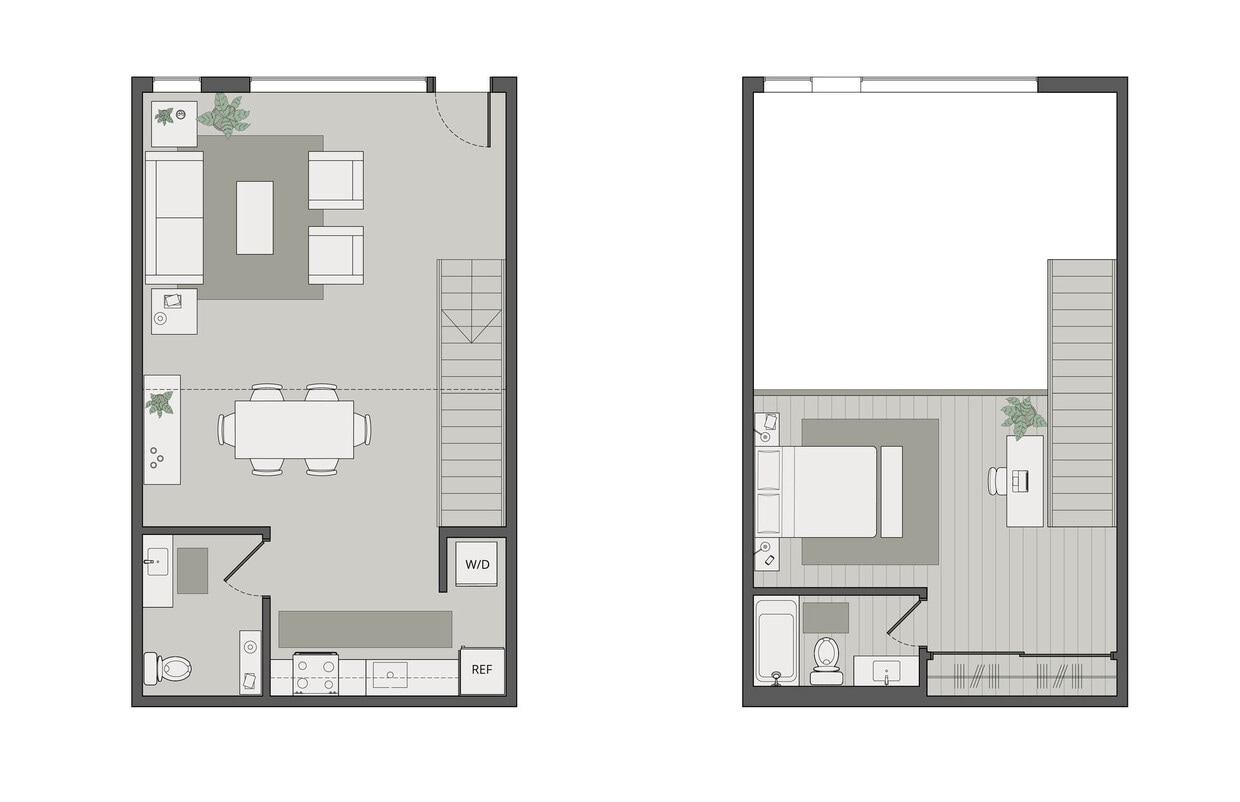 Floor Plan - One Bedroom, One Bath, Half Bath Loft