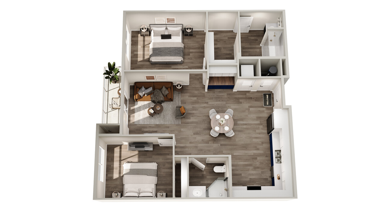 Floor Plan - 2 Bed 2 Bath - 1043 sqft