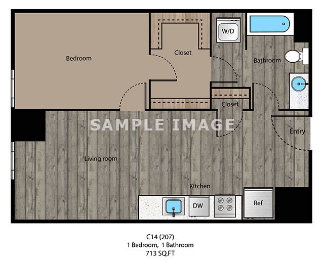 Floor Plan - 1 Bed + 1 Bath