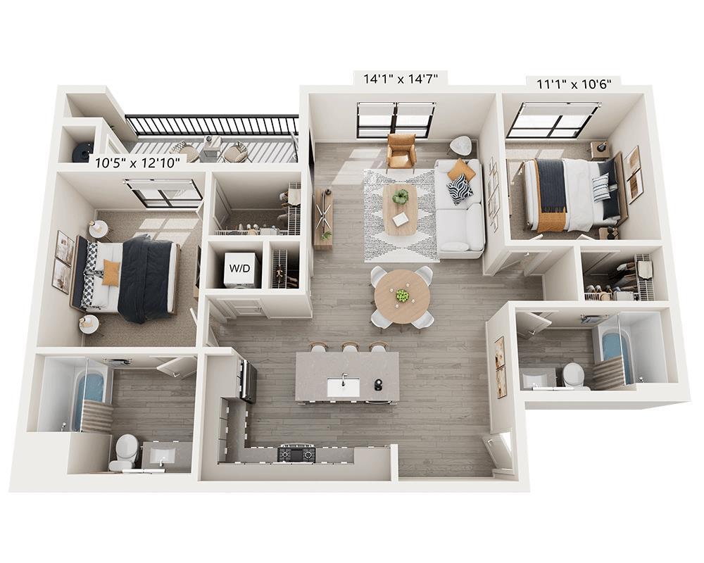 Floor Plan - Two Bedroom B2A