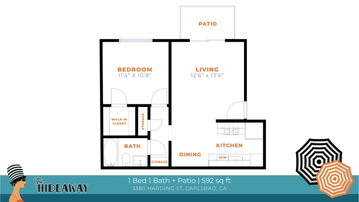 Floor Plan - 1bd 1ba - Standard