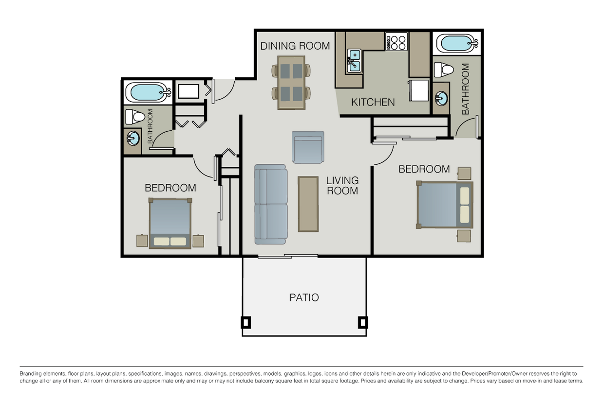 Floor Plan - 2 Bed 2 Bath (B)