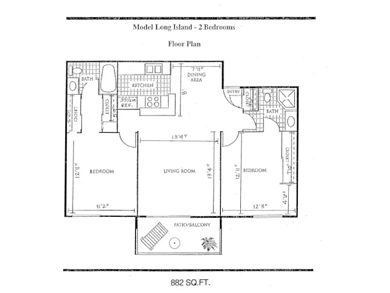 Floor Plan - 2 Bedroom 2 Bathroom PV