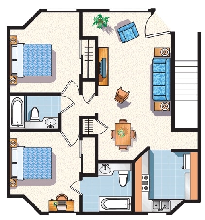 2BR/2BA - 1 Story