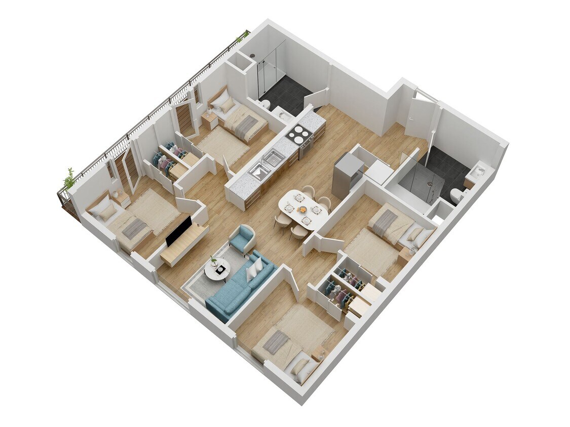 Floor Plan - Unit D (305, 405, 505)