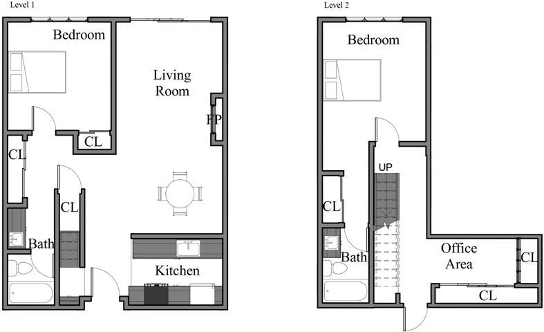 Floor Plan - 2BR 2BA LOFT - FLOOR PLAN G - 972 HILGARD