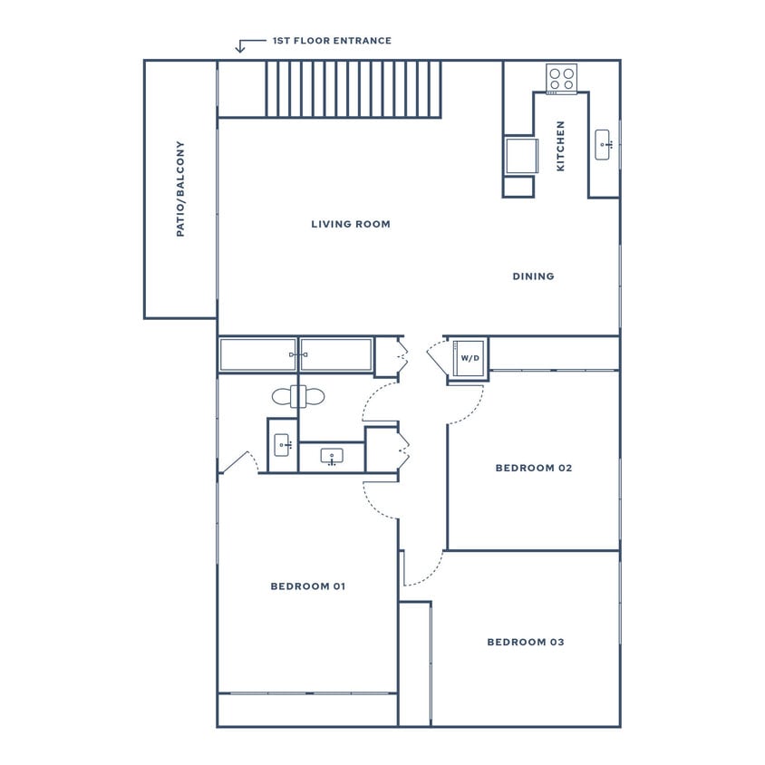 Floor Plan - 3 Bed, 2 Bath - C3